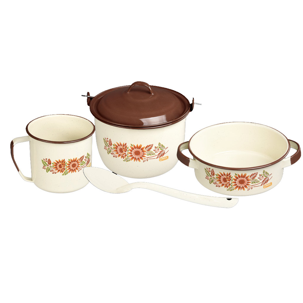 Bateria De Peltre Lagos Crema Cinsa 5 Piezas